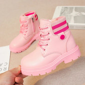 Gyerekcsizmák Rózsaszín Lányok Zoknis csizmák Sokoldalú oldalsó cipzáras Gyerek divat Alkalmi Princess Rövid csizmák Csúszásmentes 2023 Új pamut PU