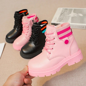 Παιδικές μπότες ροζ κοριτσίστικες μπότες κάλτσες Ευέλικτο πλαϊνό φερμουάρ Παιδική μόδα Casual πριγκίπισσα κοντά μπότες αντιολισθητικές 2023 Νέο βαμβακερό PU