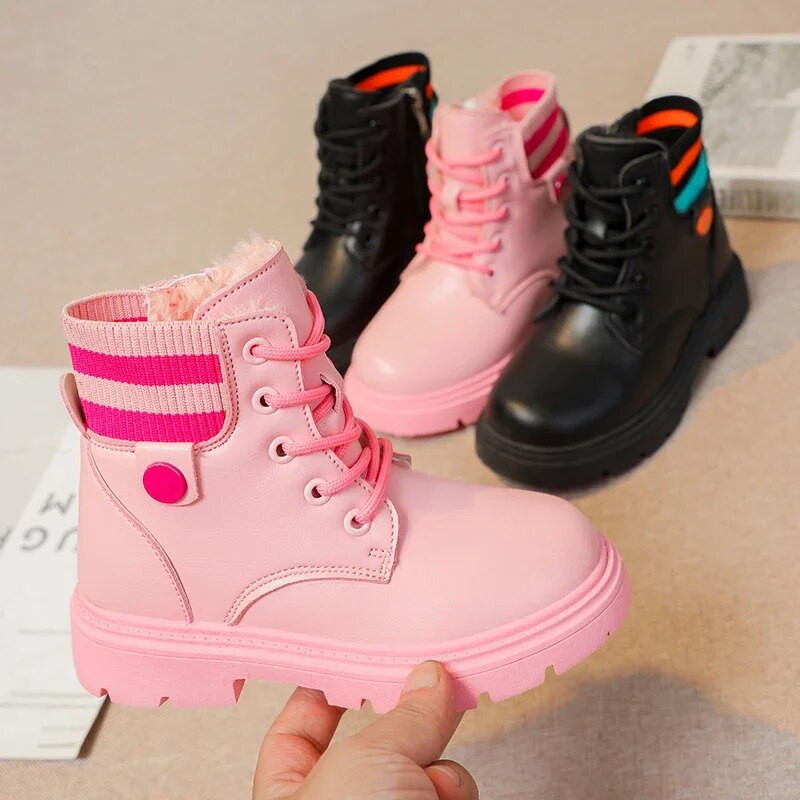Gyerekcsizmák Rózsaszín Lányok Zoknis csizmák Sokoldalú oldalsó cipzáras Gyerek divat Alkalmi Princess Rövid csizmák Csúszásmentes 2023 Új pamut PU