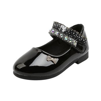 Girls Princess Shoes 2023 Fashion Rhinestone Soft Sole Παιδικά δερμάτινα παπούτσια Baby Performance Παπούτσια Flats for Wedding Chic