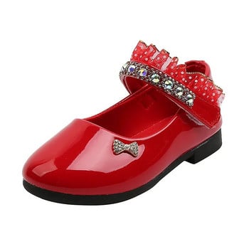 Girls Princess Shoes 2023 Fashion Rhinestone Soft Sole Παιδικά δερμάτινα παπούτσια Baby Performance Παπούτσια Flats for Wedding Chic