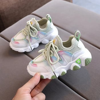 2022 Дишащи маратонки за малко момче Еластична материя Модни бебешки маратонки Розови спортни обувки за момичета Маратонки