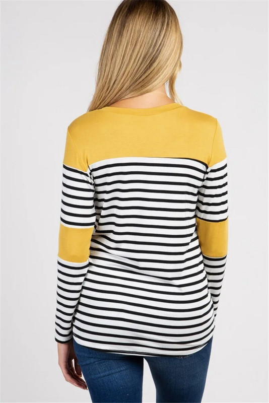 Kokvilnas drēbes grūtniecēm ar garām piedurknēm T-kreklu blūze pavasara rudens grūtniecēm svītraini topi krekls grūtniecēm Lielizmēra apģērbs