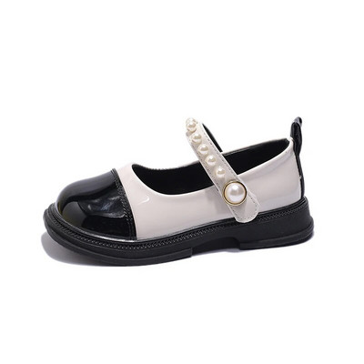 Bērnu meiteņu seklie svārki Krāsu saskaņošana unikāls korejiešu stils Daudzpusīgi mīkstas princešu ādas apavi bērniem Eleganti glancēti PU