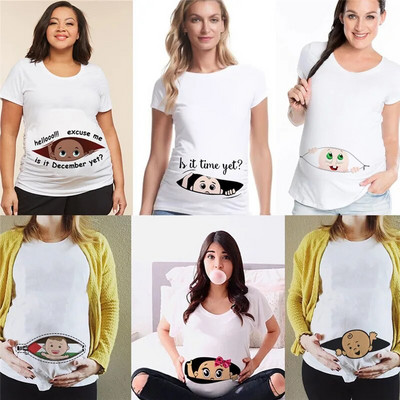 Summer Baby Loading 2023 Letter Femei Îmbrăcăminte de maternitate Tricou cu mânecă scurtă pentru gravide Tricou amuzant pentru sarcină Plus Size XS-3XL