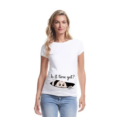 Nyári babafeltöltés 2023 betűs női kismama ruházat terhes rövid ujjú póló Vicces terhességi felső póló, nagy méretű XS-3XL