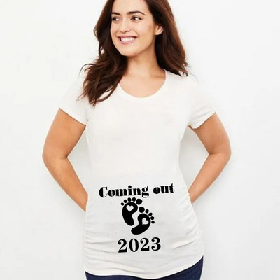 Nyári babafeltöltés 2023 betűs női kismama ruházat terhes rövid ujjú póló Vicces terhességi felső póló, nagy méretű XS-3XL