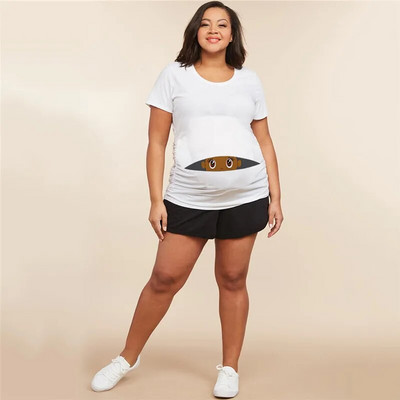 Nyári babafeltöltés 2023 betűs női kismama ruházat terhes rövid ujjú póló Vicces terhességi felső póló, nagy méretű XS-3XL