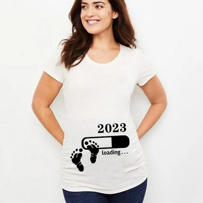 Nyári babafeltöltés 2023 betűs női kismama ruházat terhes rövid ujjú póló Vicces terhességi felső póló, nagy méretű XS-3XL