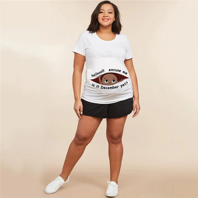 Nyári babafeltöltés 2023 betűs női kismama ruházat terhes rövid ujjú póló Vicces terhességi felső póló, nagy méretű XS-3XL