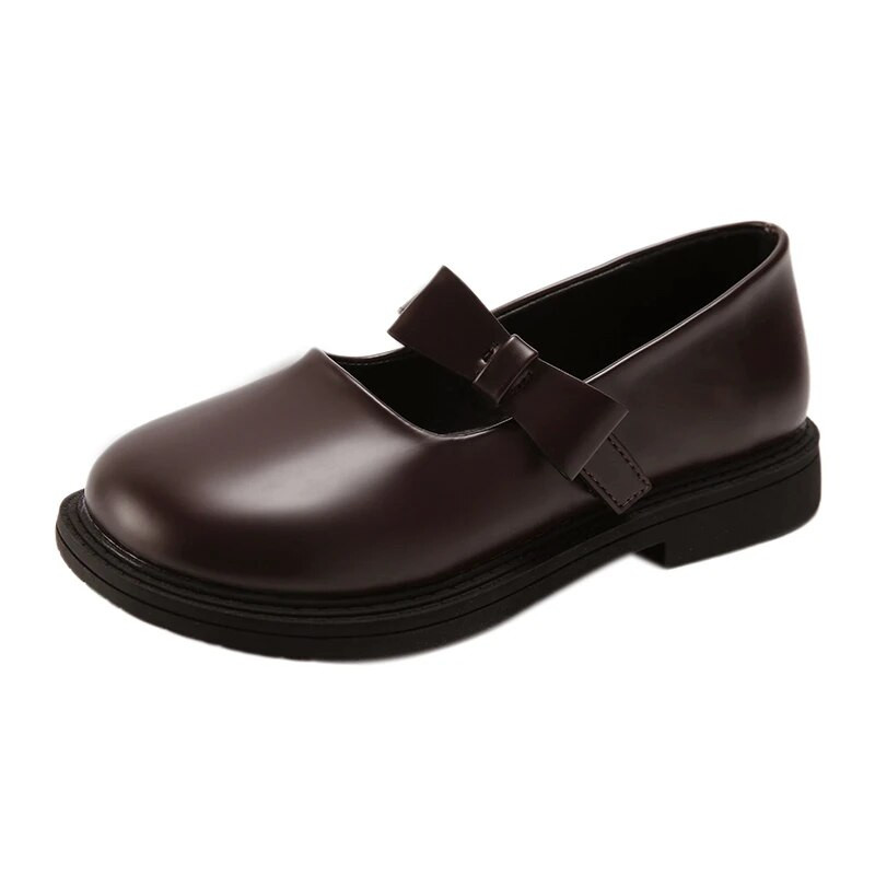 2023. gada melni uniformas skolas apavi meitenēm, ar āķi un cilpu apaļiem purngaliem, spīdīgi āķi un cilpiņas bērnu ādas apavi Universāli, mīksta PU