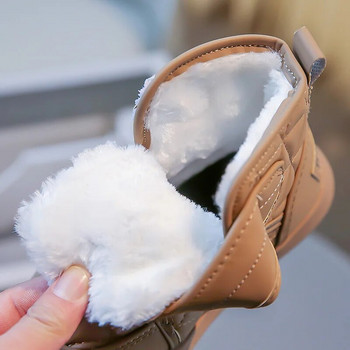 2023 Χειμερινές παιδικές μπότες χιονιού Δερμάτινα Fleece Μικρά Παπούτσια για αγόρια Μαλακή σόλα από καουτσούκ Εξωτερικές ζεστές μπότες για κορίτσια
