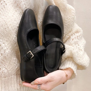Нови дамски балетки Черни обувки Mary Janes Меки удобни обувки за жени Пролет Есен Кожени обувки с каишка и катарама 1607N