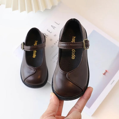 Japonų vaikų paprasto siuvimo vienspalviai mergaičių universalūs laisvalaikio batai 2023 m. pavasario nauji princesės kvadratiniai pirštai Mieli odiniai batai
