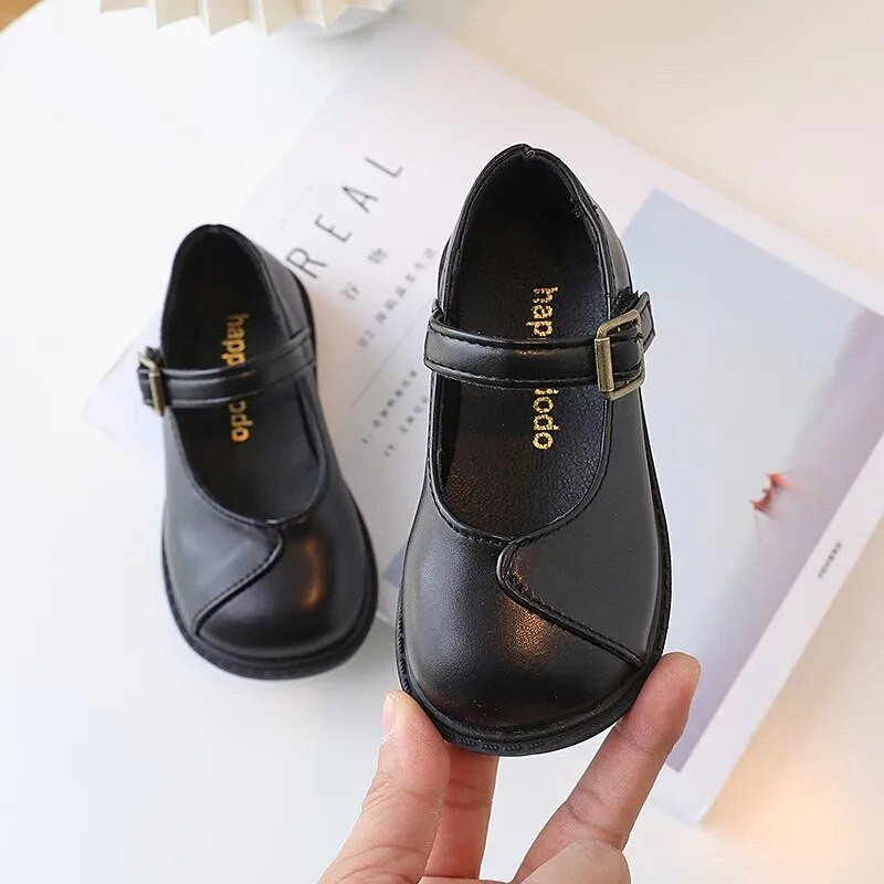 Japonų vaikų paprasto siuvimo vienspalviai mergaičių universalūs laisvalaikio batai 2023 m. pavasario nauji princesės kvadratiniai pirštai Mieli odiniai batai