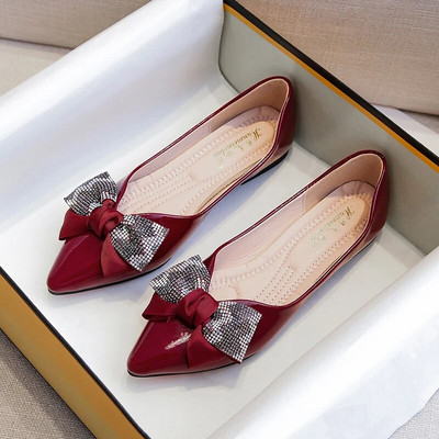 Női balerina lapos cipő Csokornyakkendő, sekély szájú csúszás női lapos női alkalmi lapos cipő Balett lapos zapatoe vc3093