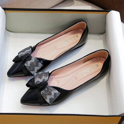 Női balerina lapos cipő Csokornyakkendő, sekély szájú csúszás női lapos női alkalmi lapos cipő Balett lapos zapatoe vc3093