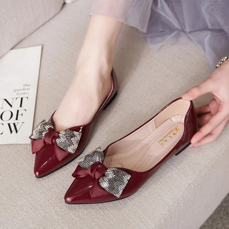 Női balerina lapos cipő Csokornyakkendő, sekély szájú csúszás női lapos női alkalmi lapos cipő Balett lapos zapatoe vc3093