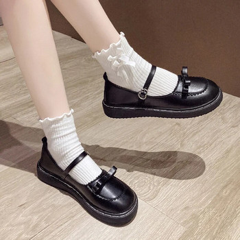 Обувки Lolita Bow Mary Janes Обувки на платформа Дамски плоски кожени обувки с кръгли пръсти Ежедневни обувки Обувки за момичета Обувки за принцеса Черен Оксфорд 9090N
