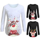 Felső terhes nőknek karácsonyi nyomtatott hosszú ujjú kismama felső Bő póló Divat Újév Karácsonyi Terhes ruhák