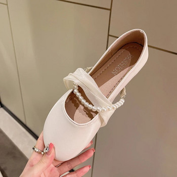 Нови перлени плоски обувки за жени Сватбени обувки Lazy Seals Crystal Slip on Flat обувки Mary Janes Boat обувки с кръгли пръсти Балетни обувки 9739N