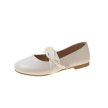 Нови перлени плоски обувки за жени Сватбени обувки Lazy Seals Crystal Slip on Flat обувки Mary Janes Boat обувки с кръгли пръсти Балетни обувки 9739N