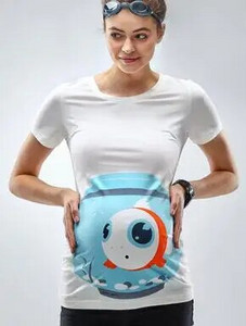 Grūtnieču apģērbs Radošs dinozauru olu apdrukas T krekls grūtniecēm, topi ar apaļu kakla izgriezumu Poliestera grūtniecības krekls P0411