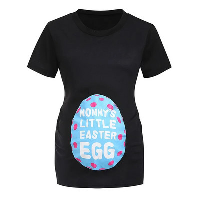 Grūtnieču apģērbs Radošs dinozauru olu apdrukas T krekls grūtniecēm, topi ar apaļu kakla izgriezumu Poliestera grūtniecības krekls P0411