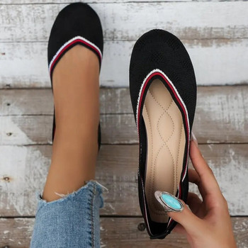 Плоски обувки с остри пръсти Дамски обувки с равни пръсти Удобни балетни плетени мокасини De Mujer Есенни обувки тип лодка Gestante Дамски обувки с меко дъно