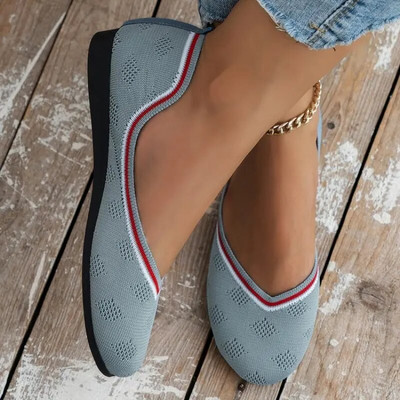 Μυτερές γυναικείες φλατ παπούτσια Άνετα πλεκτά μπαλέτο De Mujer Loafers Φθινοπωρινά Gestante Boat Παπούτσια Γυναικεία παπούτσια με μαλακό κάτω μέρος