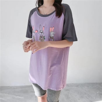 Μπλουζάκι θηλασμού με μοτίβο με τρία κουνέλια με ανοίγματα αριστερά και δεξιά για μητρικά ρούχα εγκυμοσύνης 9224