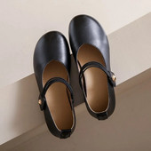 Retro sieviešu plakanie apavi ar apaļu purngalu Oksfordas apavi elastīgās joslas laivu apavi Ērti mīkstas ādas apavi sievietēm Mary Janes 1498N