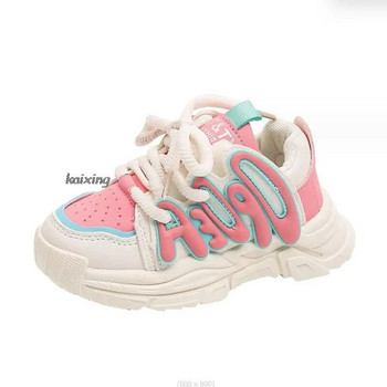 Нови маратонки за момичета Универсални обувки с връзки Прости нехлъзгащи се Пролет Есен Момчета Прохождащи деца Сладки детски обувки Drop Доставка Нехлъзгащи се