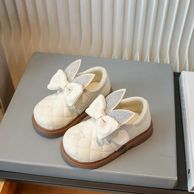 2023. g. rudens, jauni zīdaiņu meiteņu ikdienas apavi Korejiešu stila trusis auss, salda princese, mīksta zole, rhinestones, jauki, vienkrāsaini apavi bērniem