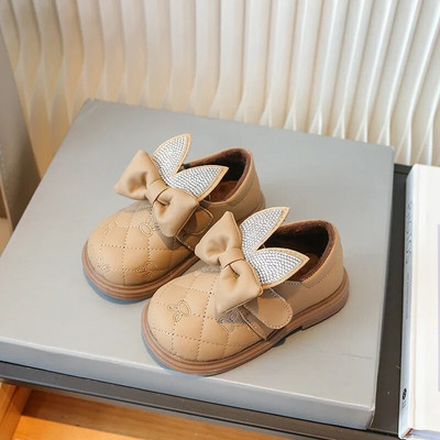 2023. g. rudens, jauni zīdaiņu meiteņu ikdienas apavi Korejiešu stila trusis auss, salda princese, mīksta zole, rhinestones, jauki, vienkrāsaini apavi bērniem