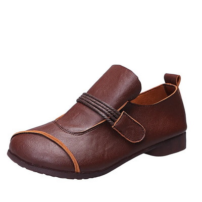 New Arrive Retro Női Lapos Cipők Divatos Kerek Lábujjak Slip on Női Őszi Cipők Alacsony Sarkú Botas Női Pu Bőr Cipők