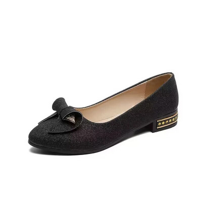 Καλοκαιρινό μονό παπούτσι Επίπεδο χοντρό τακούνι με μυτερό τακούνι, αναπνέον, ρηχό στόμα, γυναικεία casual παπούτσια