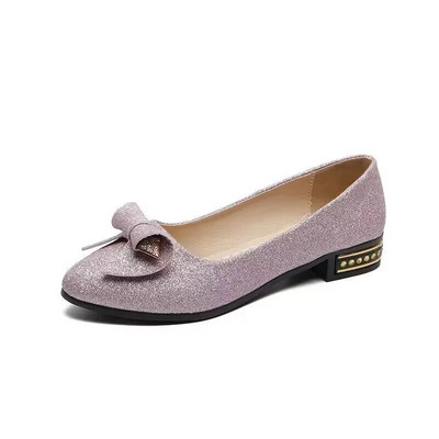 Καλοκαιρινό μονό παπούτσι Επίπεδο χοντρό τακούνι με μυτερό τακούνι, αναπνέον, ρηχό στόμα, γυναικεία casual παπούτσια