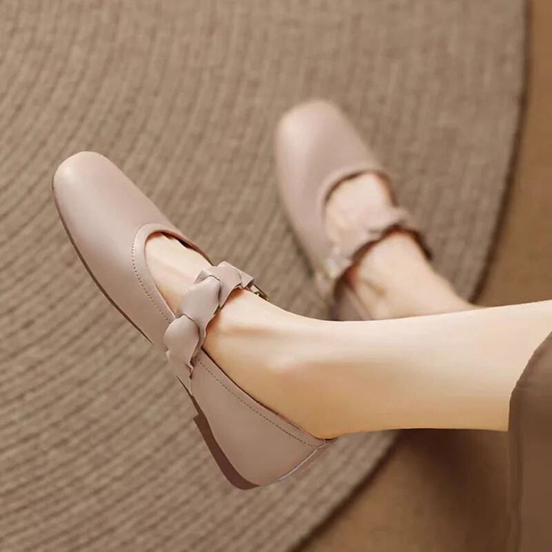 Új női balett lapos fonat Mary Janes cipő csatszíj kényelmes női cipő tavaszi ősz puha bőr csónakcipő 1468N