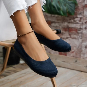 Γυναικεία ίσια παπούτσια μονόχρωμα Loafers casual στρογγυλά παπούτσια για βάρκα Άνετα μαύρα ρηχά φλατ Μόδα slip-on γυναικεία φλατ