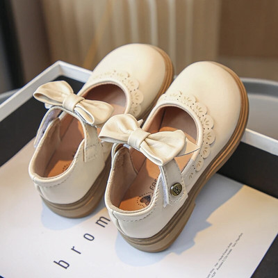 2023 Lolita stil Dječje modne svestrane mašne Čipkane dječje mekane jednostavne neklizajuće britanske natikače u britanskom stilu Princess mokasine s poliuretanskom isporukom u paketu