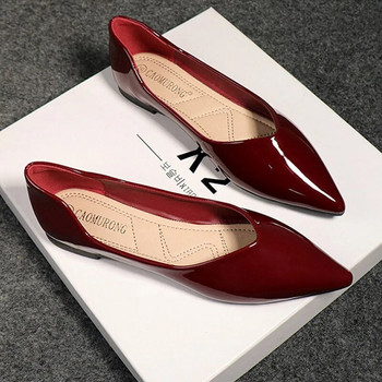Μεγάλου μεγέθους Γυναικεία παπούτσια Μόδα με μυτερά δάχτυλα ρηχά παπούτσια για σκάφος Luxury λουστρίνι Pumps Office Lady slip-on flats με μαλακή σόλα