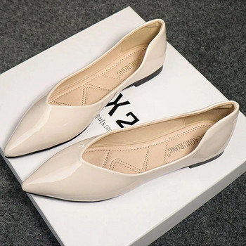 Дамски обувки с голям размер Модни обувки тип лодка с остри пръсти Луксозни лачени помпи Офис дамски обувки с мека подметка Плъзгащи обувки