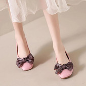 Ženske balerinke veće veličine Lakirane cipele s pantalonama s četvrtastim vrhom i leptir-mašnom Za žene balerinke proljeće jesen 1405N
