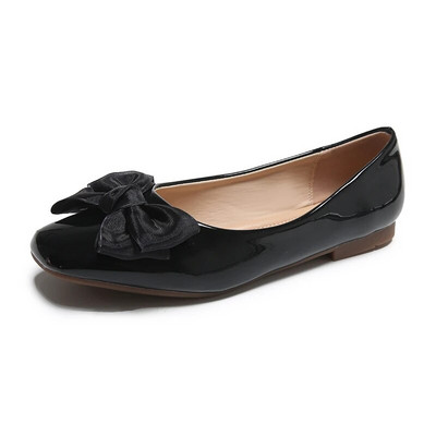 Ženske balerinke veće veličine Lakirane cipele s pantalonama s četvrtastim vrhom i leptir-mašnom Za žene balerinke proljeće jesen 1405N