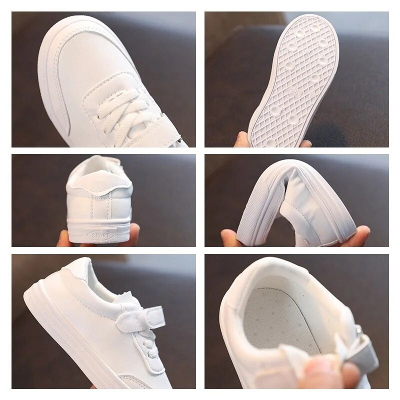 Kruleepo Djeca Studenti Školske bijele cipele za slobodno vrijeme Bebe Djevojčice Djeca Dječaci Čvrsta PU koža Sportske tenisice Trčanje Tenis Schuhe