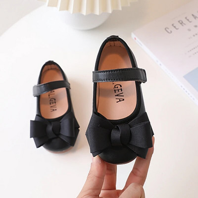 Nova svestrana mašna za proljeće 2023. Prekrasna princeza Mary Jane za djevojčice, mekani potplat, plitke kožne cipele, okrugle jednobojne ravne cipele na kuku i petlju