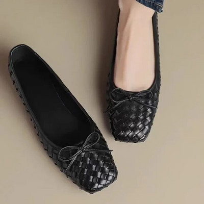 „Comemore“ dizainerio vasaros seklių lanko baleto plokščiapadžiai valčių batai, 2023 m. Nauja laisvalaikio suknelė, vaikščiojimo batai, skraidyklės, moteriškos austos basutės