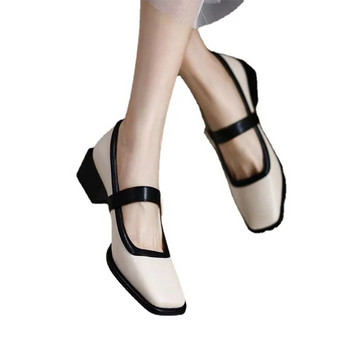 Νέα γυναικεία παπούτσια Mary Jane Patchwork Pumps Παπούτσια φόρεμα με τετράγωνα δάχτυλα Μεσαία τακούνια Κομψά γυναικεία παπούτσια με στρογγυλή πόρπη σχεδιαστής