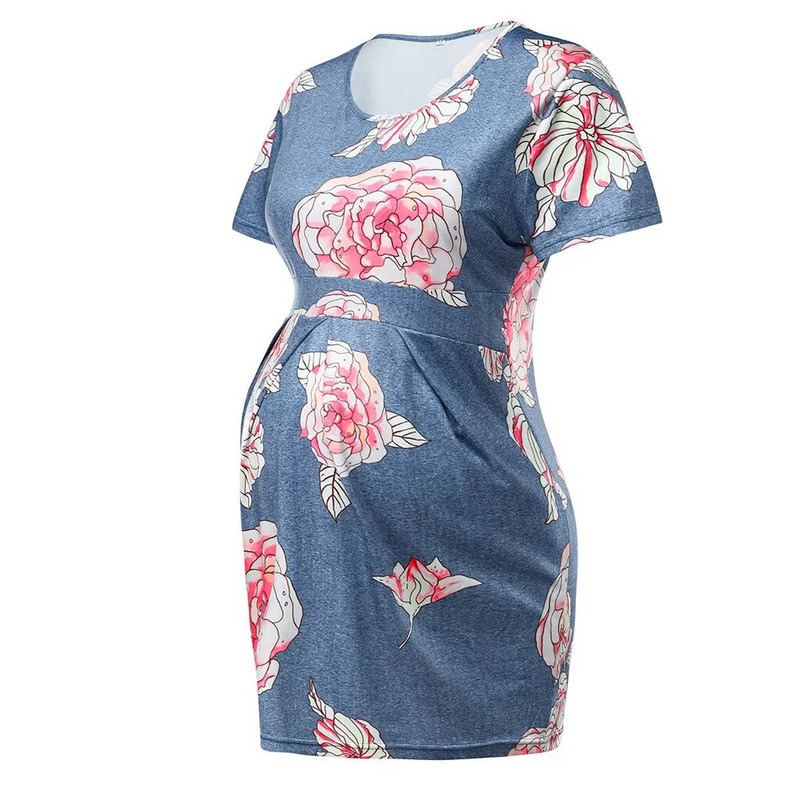 Grūtnieču drēbes blūze T-krekls medmāsa Ruffles Floral Īsām piedurknēm barošanas topi zīdīšanas apģērbs grūtniecēm ZF